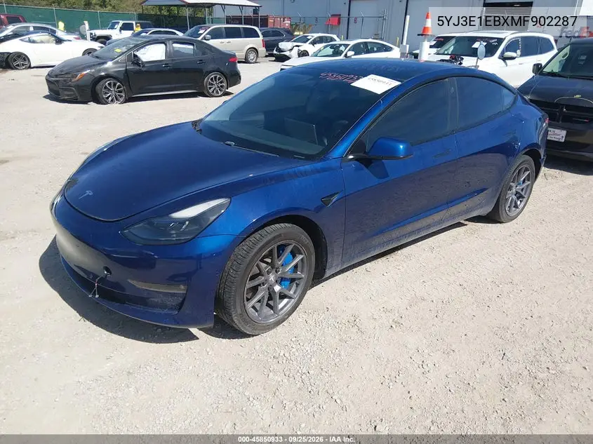 2021 TESLA MODEL 3 VIN 5YJ3E1EBXMF902287 — фото 2