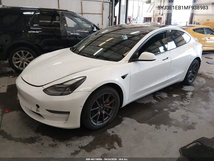 2021 TESLA MODEL 3 VIN 5YJ3E1EB1MF938983 — фото 2