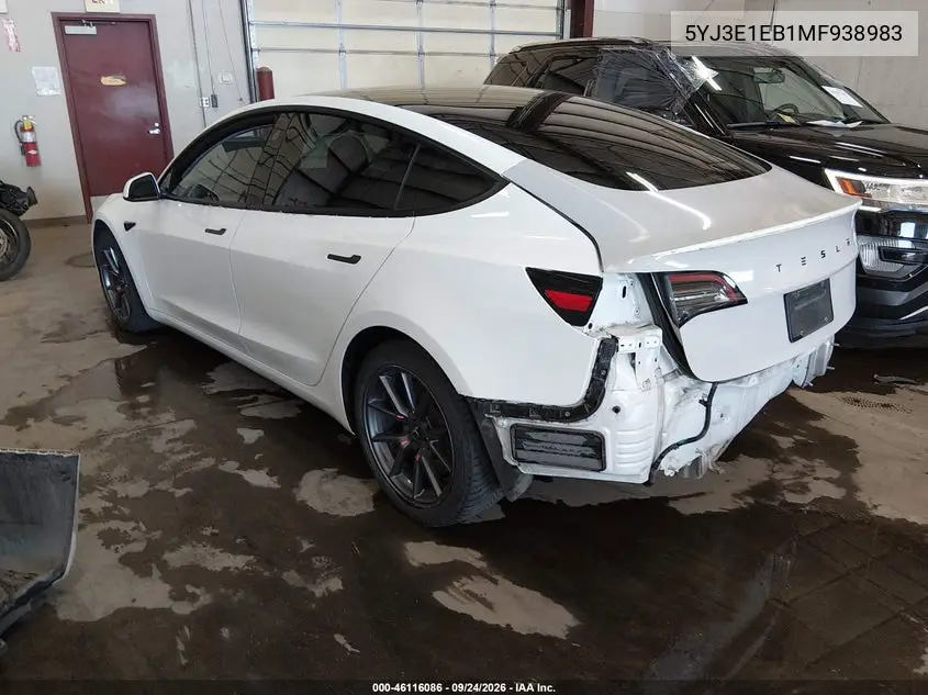 2021 TESLA MODEL 3 VIN 5YJ3E1EB1MF938983 — фото 3