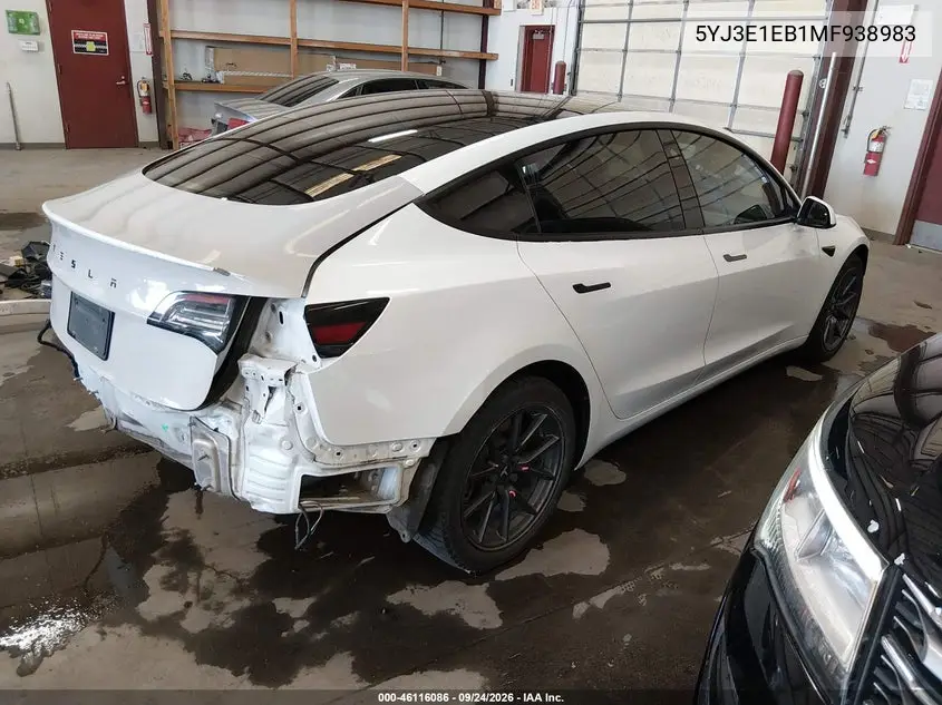 2021 TESLA MODEL 3 VIN 5YJ3E1EB1MF938983 — фото 4