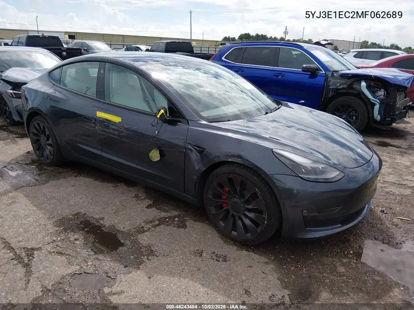 TESLA MODEL 3 2021, VIN 5YJ3E1EC2MF062689