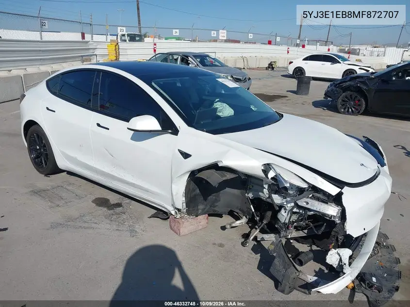 TESLA MODEL 3 2021, VIN 5YJ3E1EB8MF872707