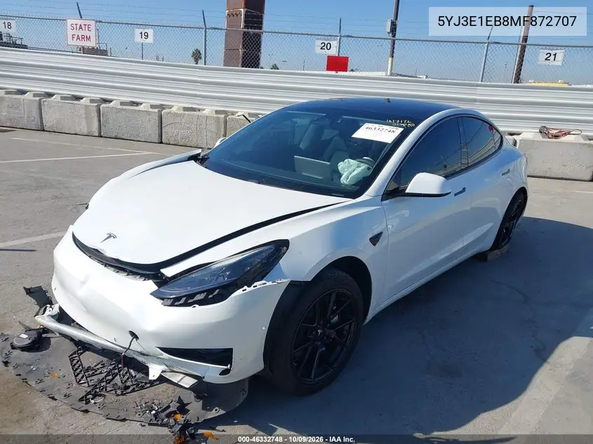 2021 TESLA MODEL 3 VIN 5YJ3E1EB8MF872707 — фото 2