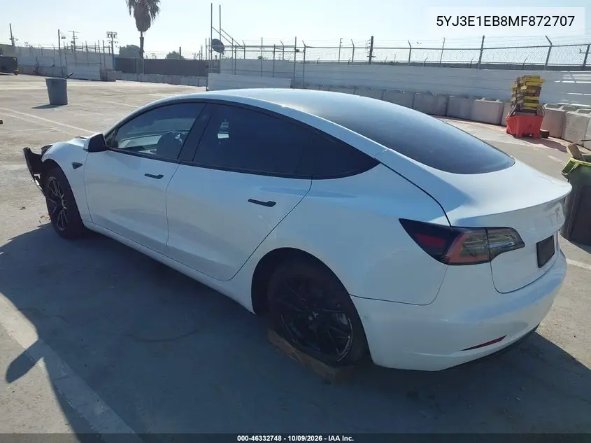 2021 TESLA MODEL 3 VIN 5YJ3E1EB8MF872707 — фото 3