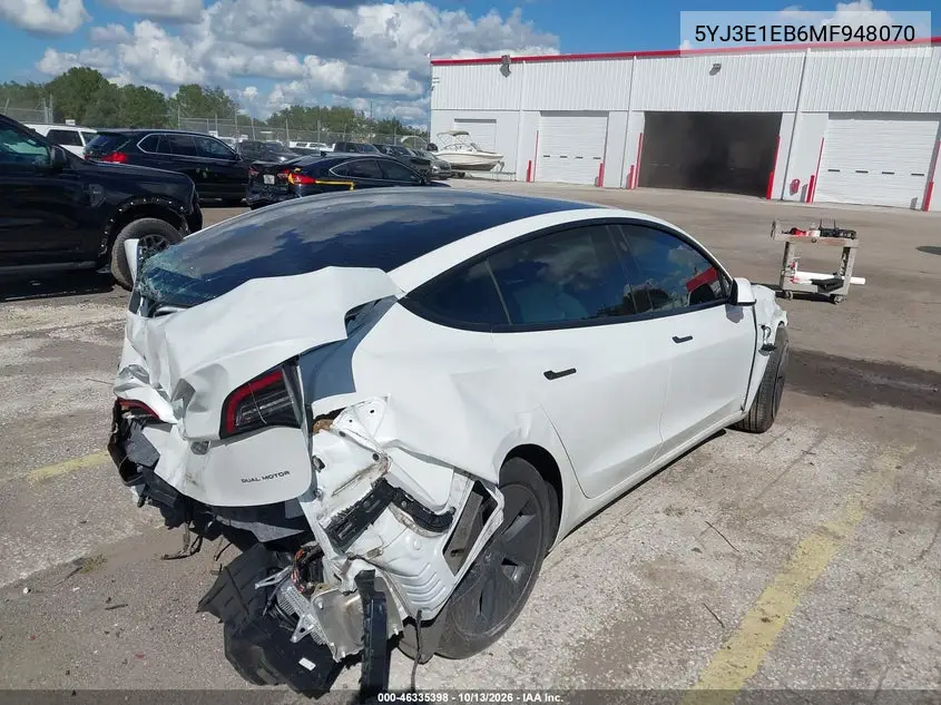 2021 TESLA MODEL 3 VIN 5YJ3E1EB6MF948070 — фото 4