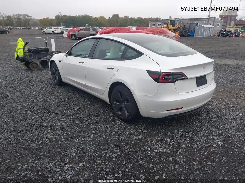 2021 TESLA MODEL 3 VIN 5YJ3E1EB7MF079494 — фото 3