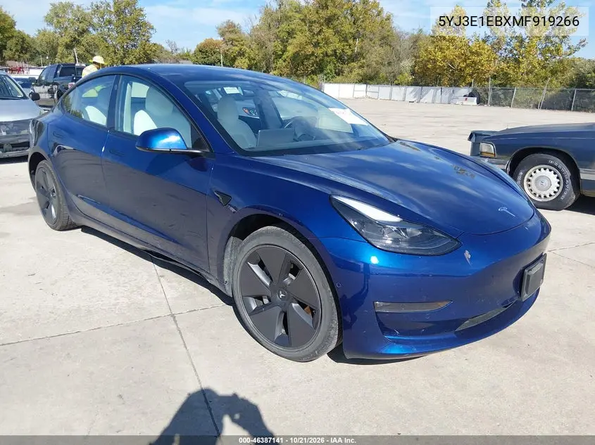 TESLA MODEL 3 2021, VIN 5YJ3E1EBXMF919266