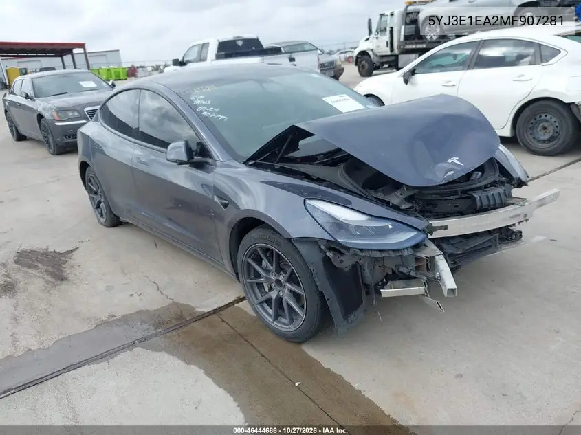 TESLA MODEL 3 2021, VIN 5YJ3E1EA2MF907281