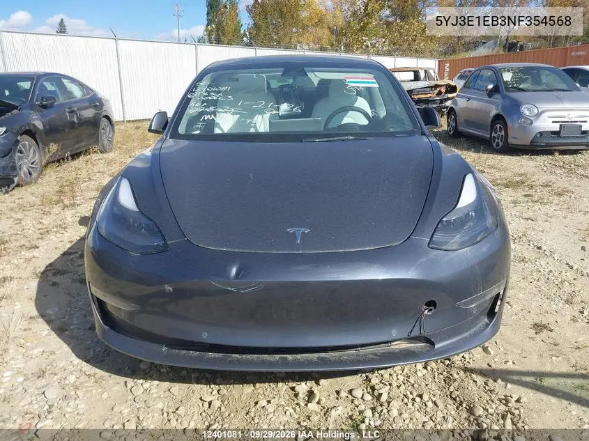 2022 TESLA MODEL 3 VIN 5YJ3E1EB3NF354568 — фото 12