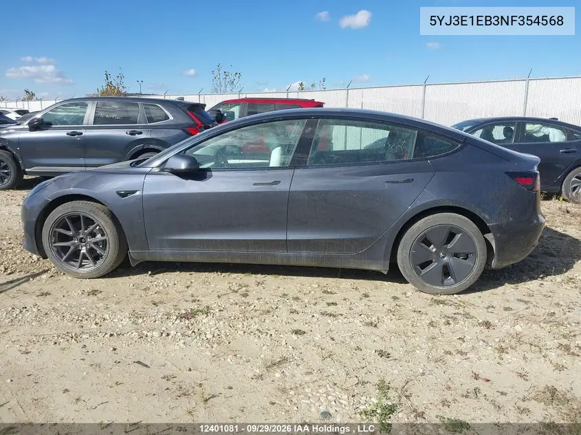 2022 TESLA MODEL 3 VIN 5YJ3E1EB3NF354568 — фото 14