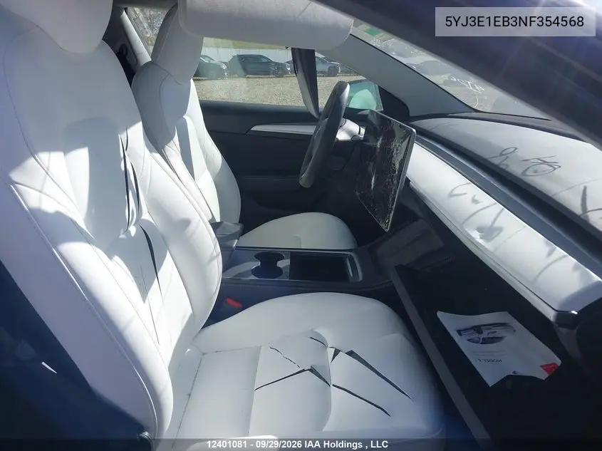 2022 TESLA MODEL 3 VIN 5YJ3E1EB3NF354568 — фото 5