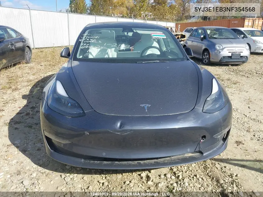 2022 TESLA MODEL 3 VIN 5YJ3E1EB3NF354568 — фото 6