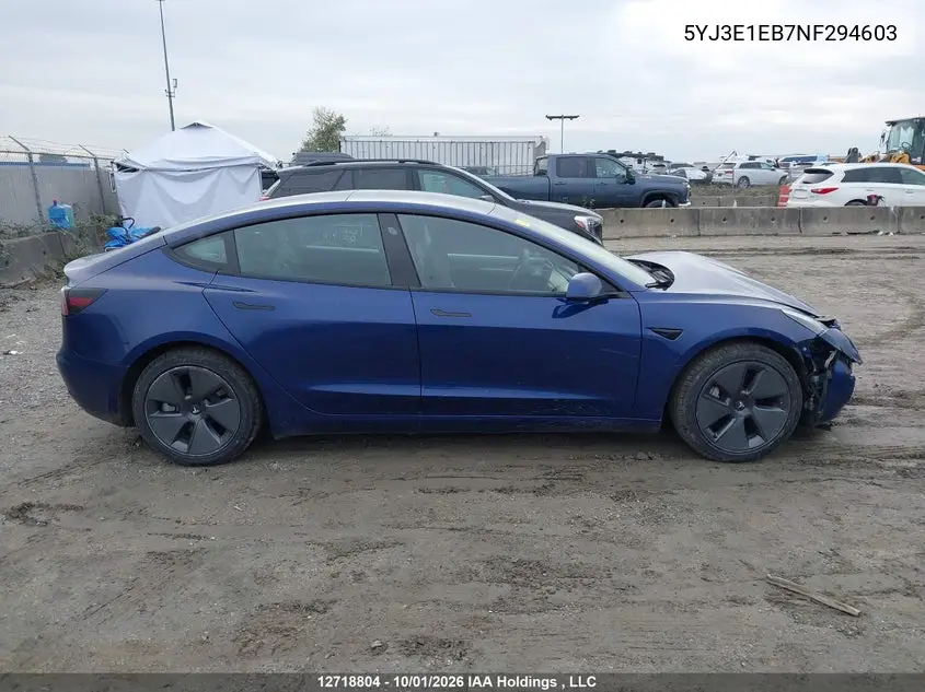 2022 TESLA MODEL 3 VIN 5YJ3E1EB7NF294603 — фото 12