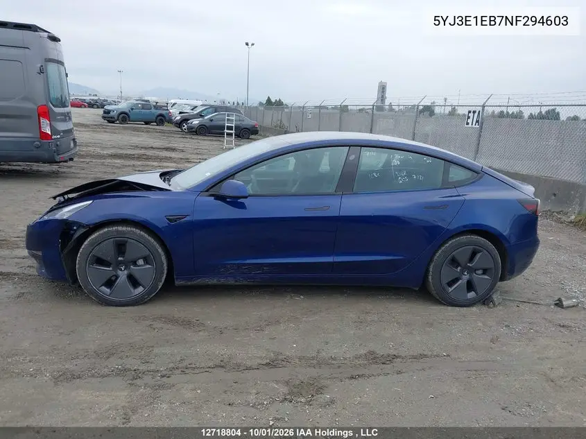 2022 TESLA MODEL 3 VIN 5YJ3E1EB7NF294603 — фото 13