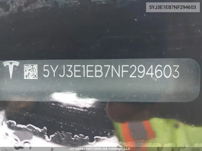 2022 TESLA MODEL 3 VIN 5YJ3E1EB7NF294603 — фото 18