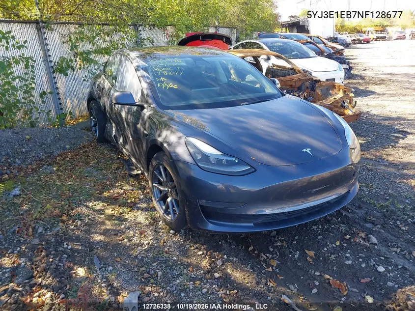 TESLA MODEL 3 2022, VIN 5YJ3E1EB7NF128677