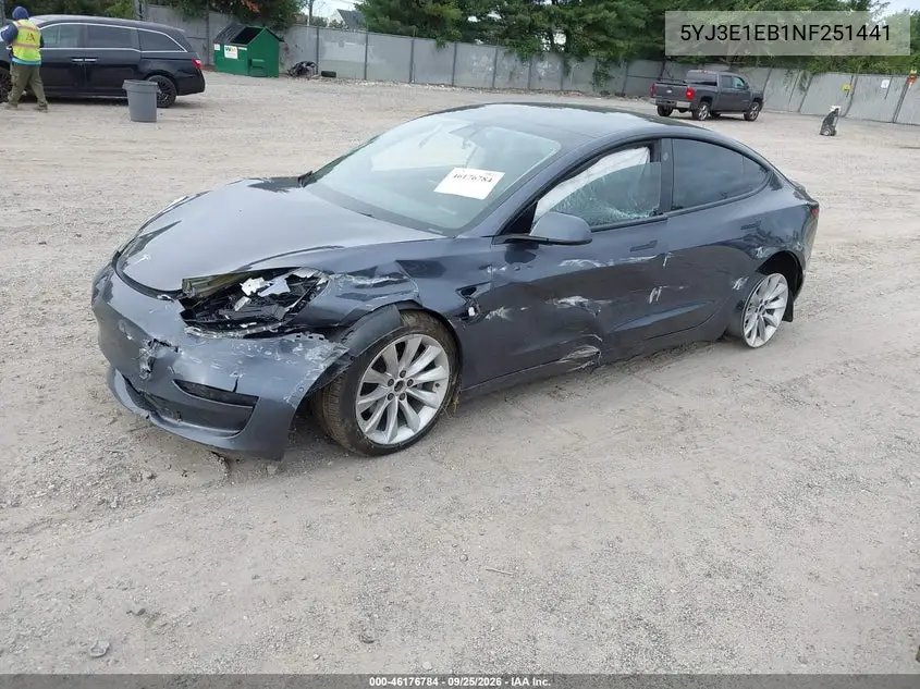 2022 TESLA MODEL 3 VIN 5YJ3E1EB1NF251441 — фото 2