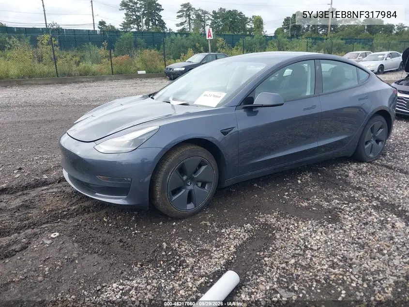 2022 TESLA MODEL 3 VIN 5YJ3E1EB8NF317984 — фото 2