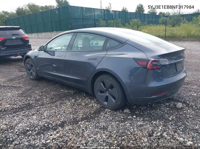 2022 TESLA MODEL 3 VIN 5YJ3E1EB8NF317984 — фото 3