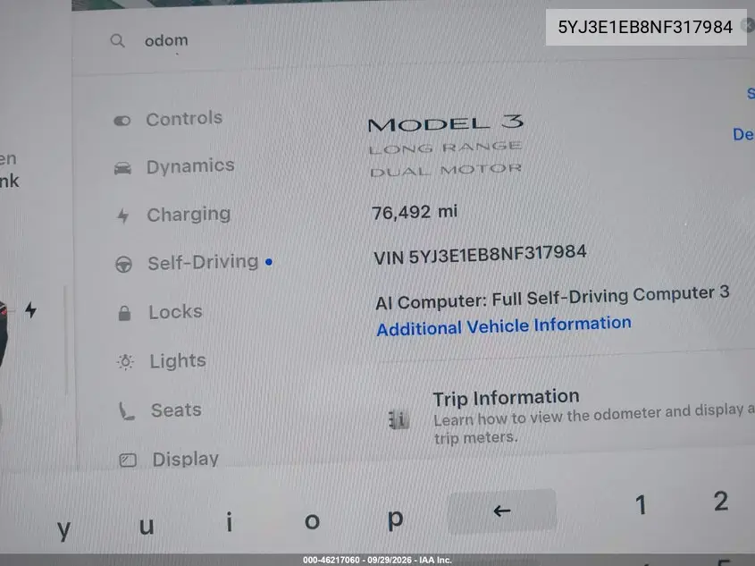 2022 TESLA MODEL 3 VIN 5YJ3E1EB8NF317984 — фото 7