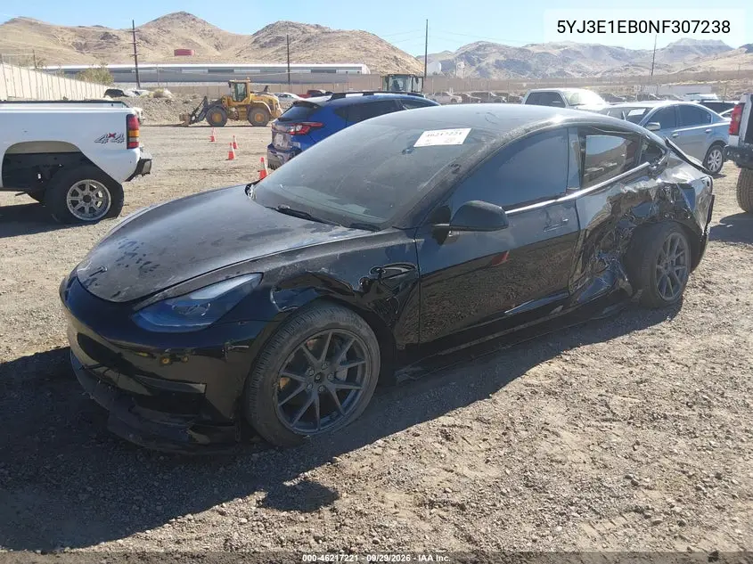 2022 TESLA MODEL 3 VIN 5YJ3E1EB0NF307238 — фото 2