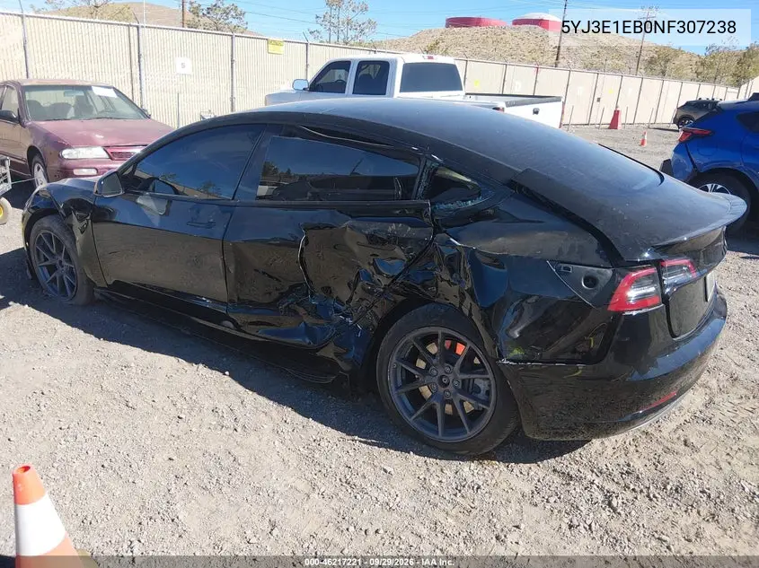 2022 TESLA MODEL 3 VIN 5YJ3E1EB0NF307238 — фото 3