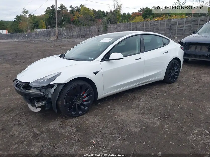 2022 TESLA MODEL 3 VIN 5YJ3E1EC1NF317754 — фото 2