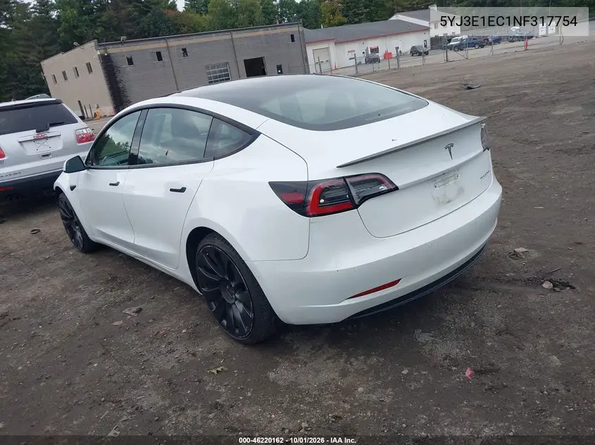 2022 TESLA MODEL 3 VIN 5YJ3E1EC1NF317754 — фото 3