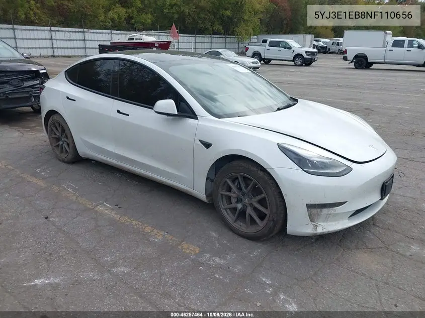 TESLA MODEL 3 2022, VIN 5YJ3E1EB8NF110656