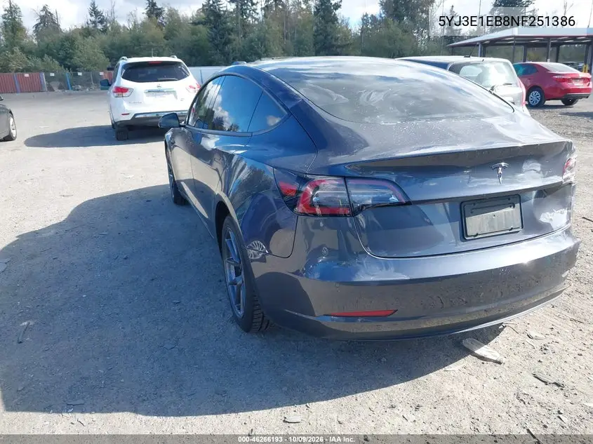 2022 TESLA MODEL 3 VIN 5YJ3E1EB8NF251386 — фото 3