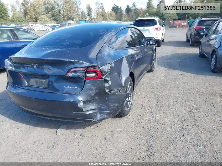 2022 TESLA MODEL 3 VIN 5YJ3E1EB8NF251386 — фото 4