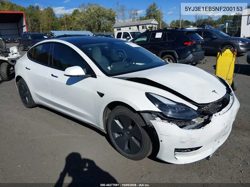 TESLA MODEL 3 2022, VIN 5YJ3E1EB5NF200153