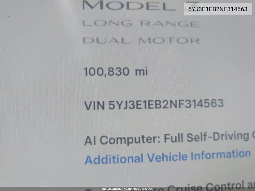 2022 TESLA MODEL 3 VIN 5YJ3E1EB2NF314563 — фото 15