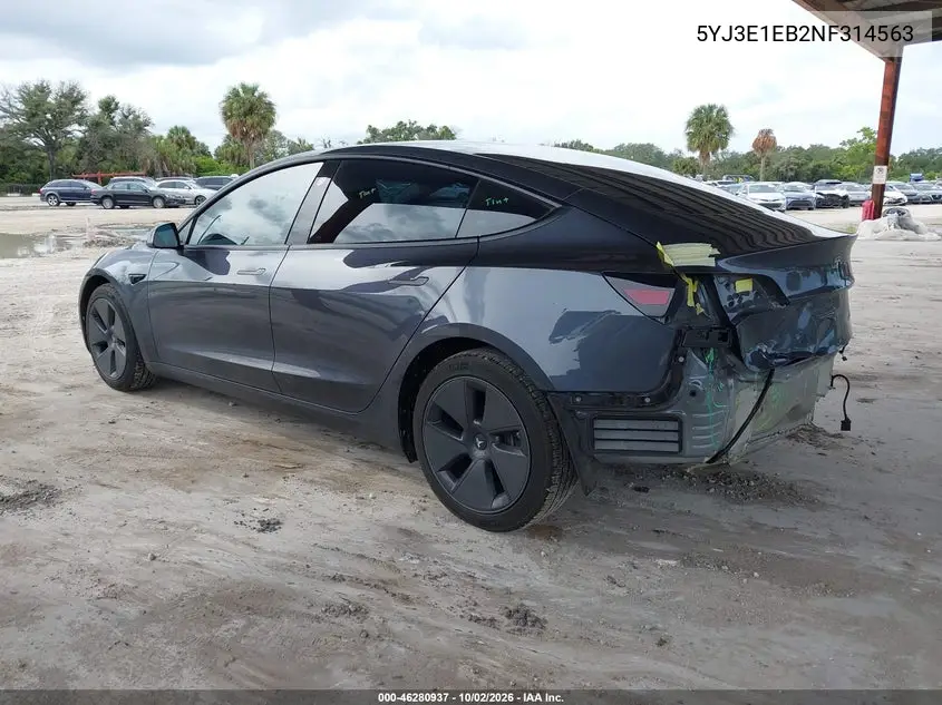 2022 TESLA MODEL 3 VIN 5YJ3E1EB2NF314563 — фото 3