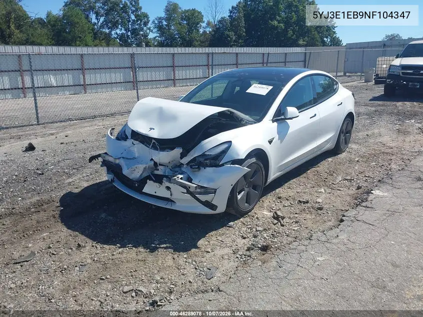 2022 TESLA MODEL 3 VIN 5YJ3E1EB9NF104347 — фото 2