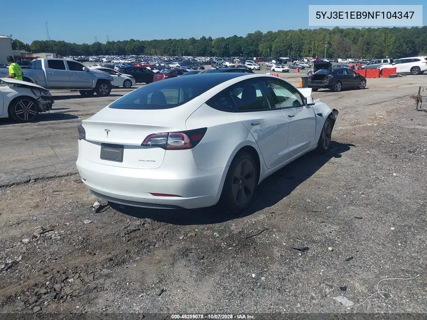 2022 TESLA MODEL 3 VIN 5YJ3E1EB9NF104347 — фото 4
