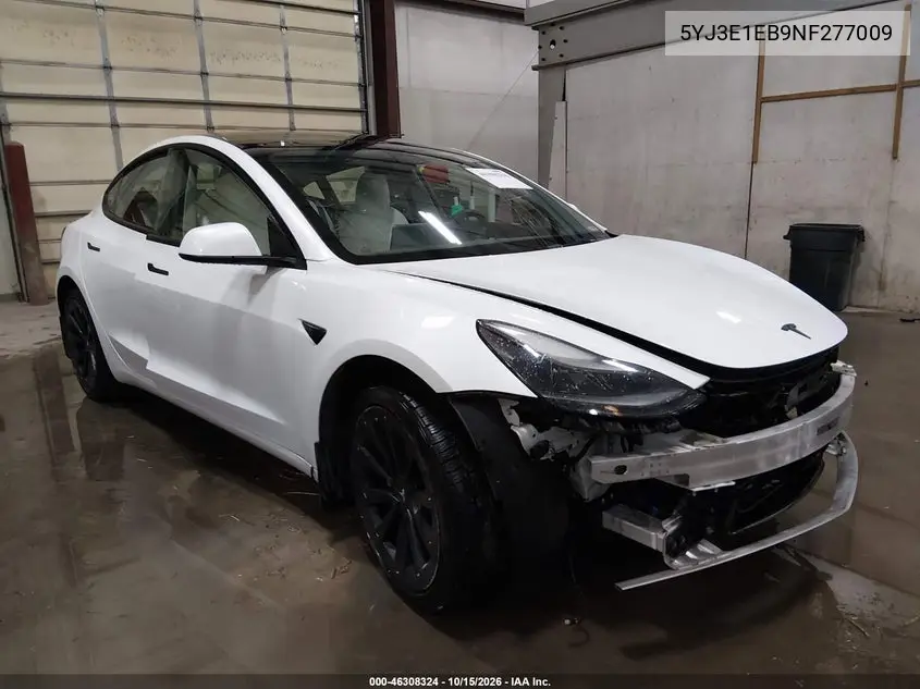 TESLA MODEL 3 2022, VIN 5YJ3E1EB9NF277009