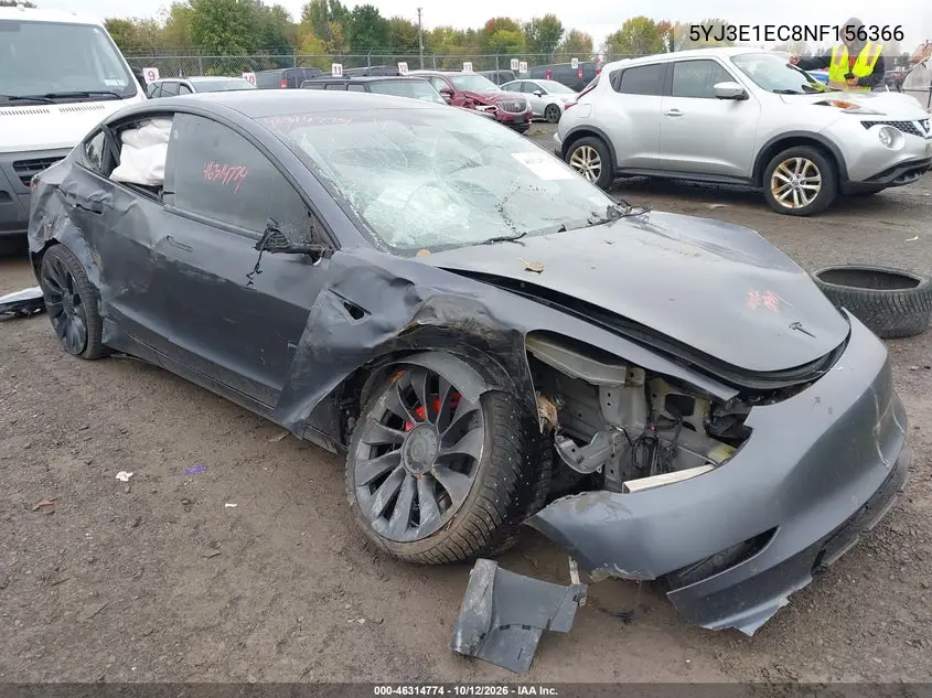 TESLA MODEL 3 2022, VIN 5YJ3E1EC8NF156366