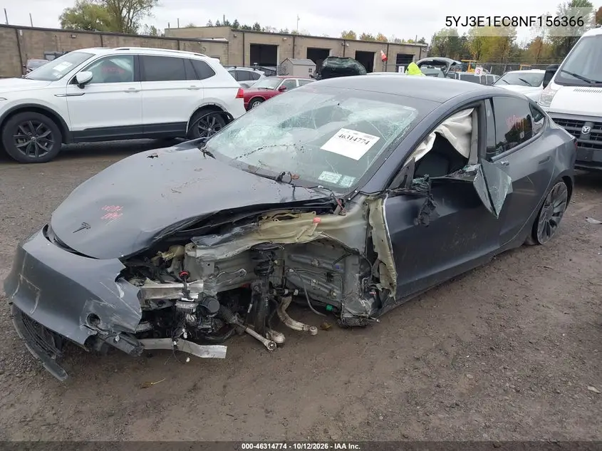 2022 TESLA MODEL 3 VIN 5YJ3E1EC8NF156366 — фото 2