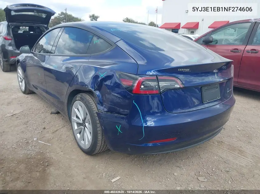 2022 TESLA MODEL 3 VIN 5YJ3E1EB1NF274606 — фото 3