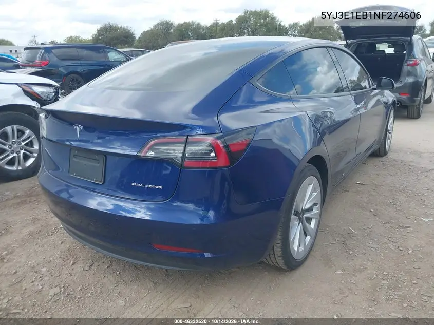 2022 TESLA MODEL 3 VIN 5YJ3E1EB1NF274606 — фото 4