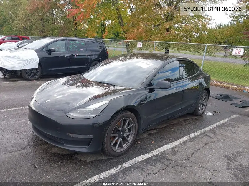 2022 TESLA MODEL 3 VIN 5YJ3E1EB1NF360076 — фото 2