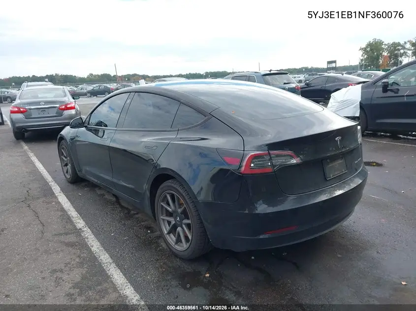 2022 TESLA MODEL 3 VIN 5YJ3E1EB1NF360076 — фото 3