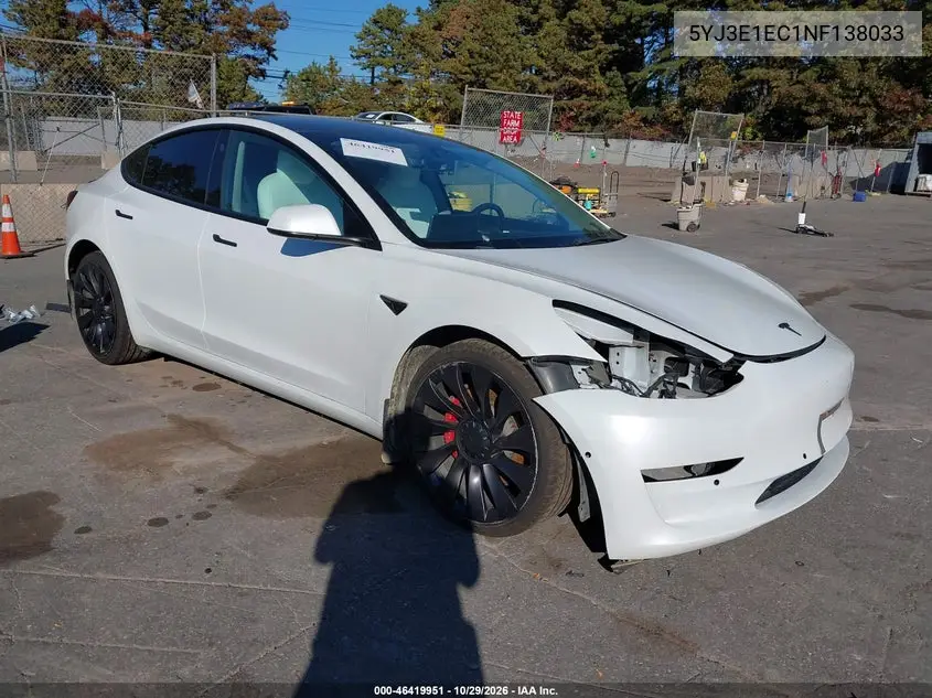TESLA MODEL 3 2022, VIN 5YJ3E1EC1NF138033