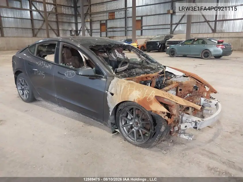 TESLA MODEL 3 2023, VIN LRW3E1FA4PC921115