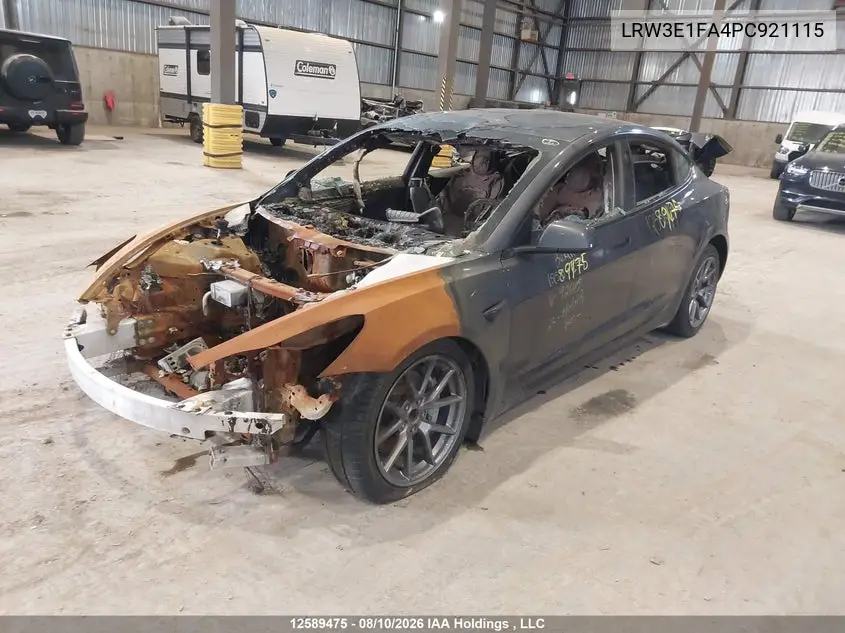 2023 TESLA MODEL 3 VIN LRW3E1FA4PC921115 — фото 2