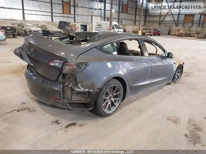 2023 TESLA MODEL 3 VIN LRW3E1FA4PC921115 — фото 4