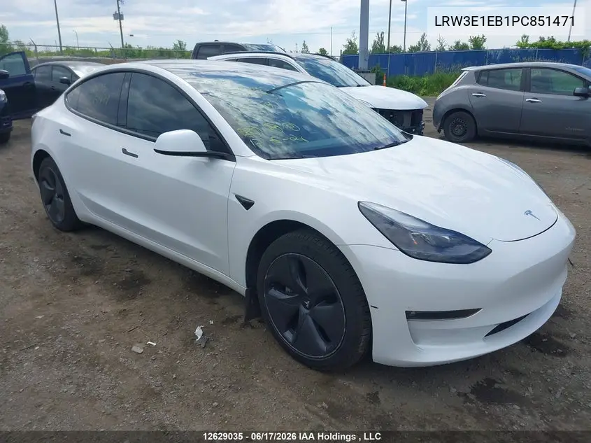 TESLA MODEL 3 2023, VIN LRW3E1EB1PC851471