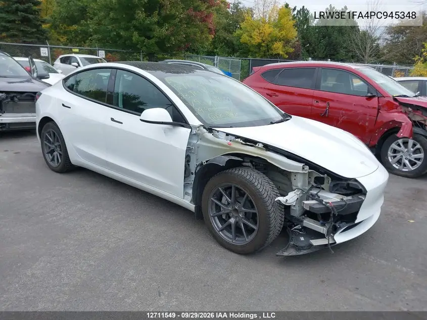 TESLA MODEL 3 2023, VIN LRW3E1FA4PC945348