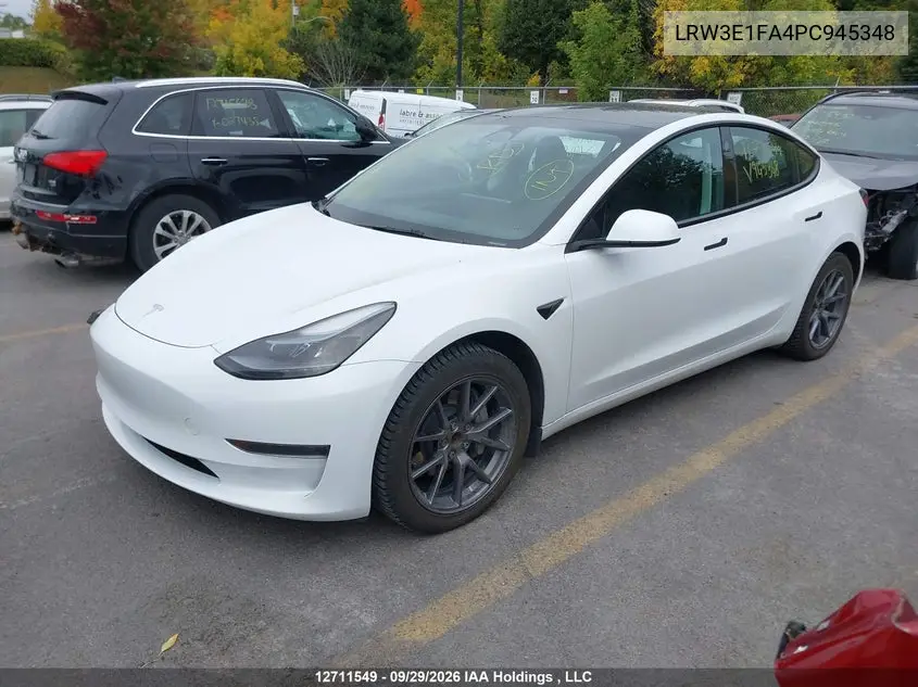 2023 TESLA MODEL 3 VIN LRW3E1FA4PC945348 — фото 2